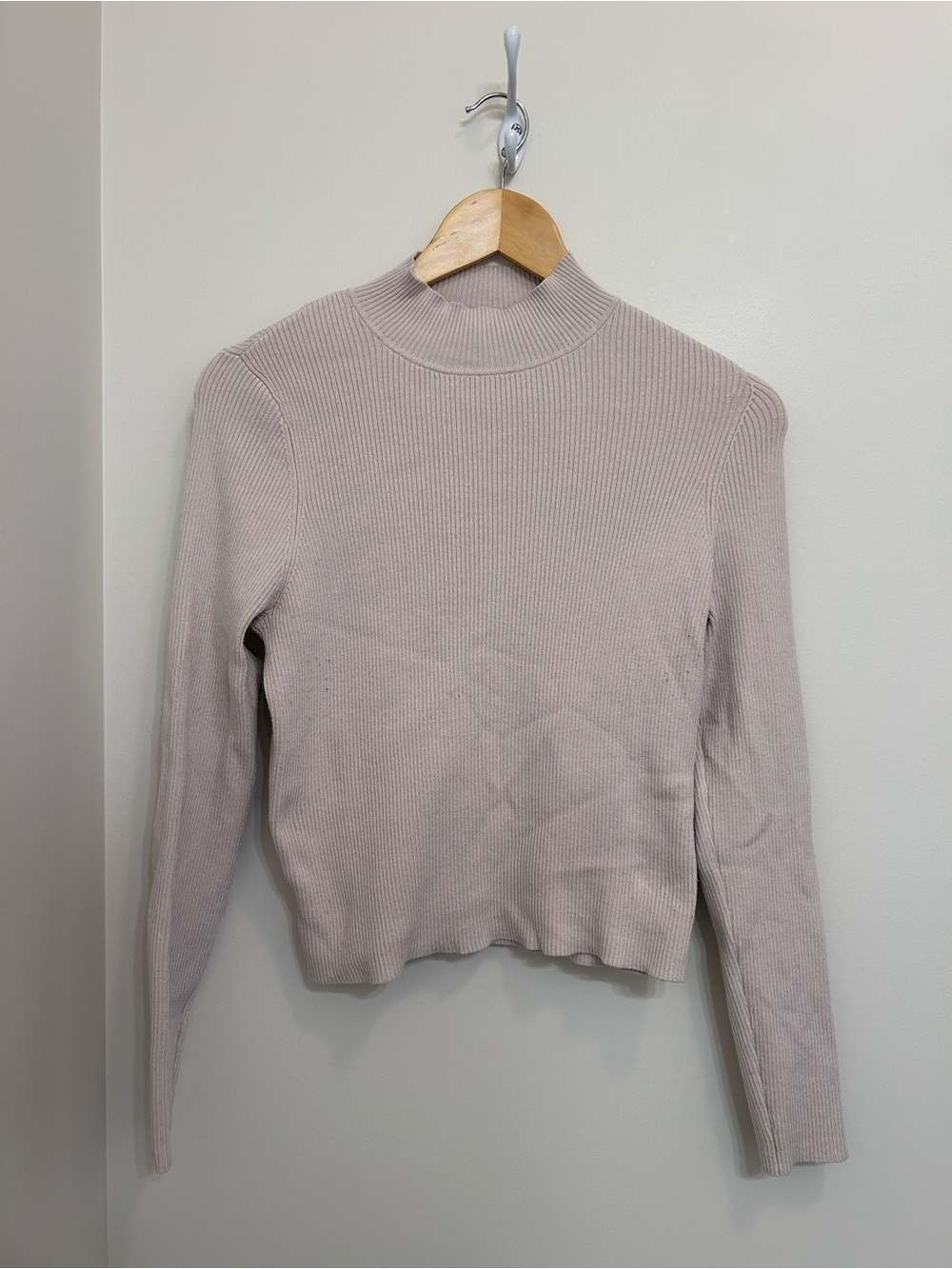 H&M Mock Neck Ribbed Sweater - Cream